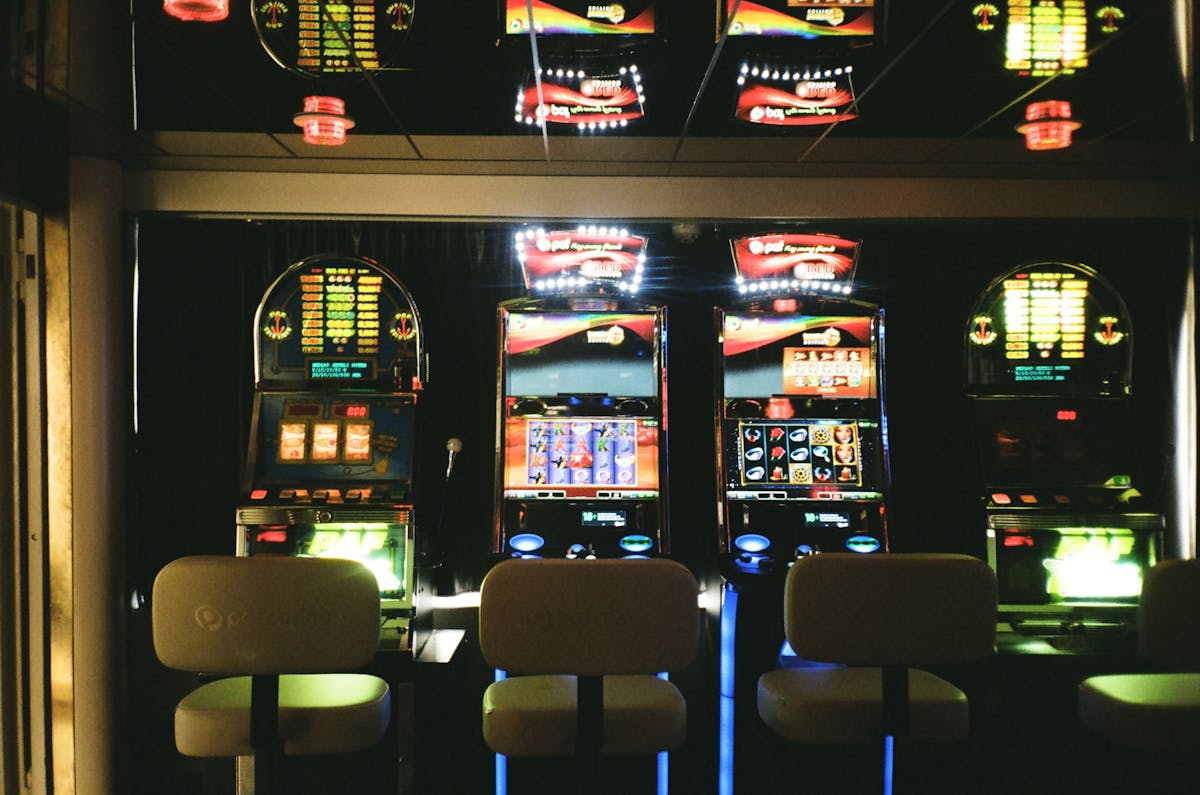 Colorful slot machine reels showing symbols in an online casino game
